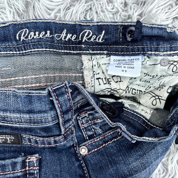 Kids Denim Jeans with Red Floral Embroidery - Picture 10 of 13